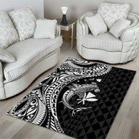 Aloha Hawaii Hammerhead Shark Area Rug Black Kakau and Polynesian Tattoo LT03 - Polynesian Pride