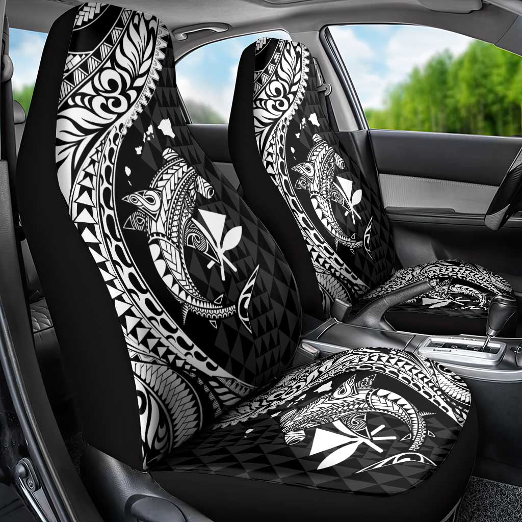 Aloha Hawaii Hammerhead Shark Car Seat Cover Black Kakau and Polynesian Tattoo LT03