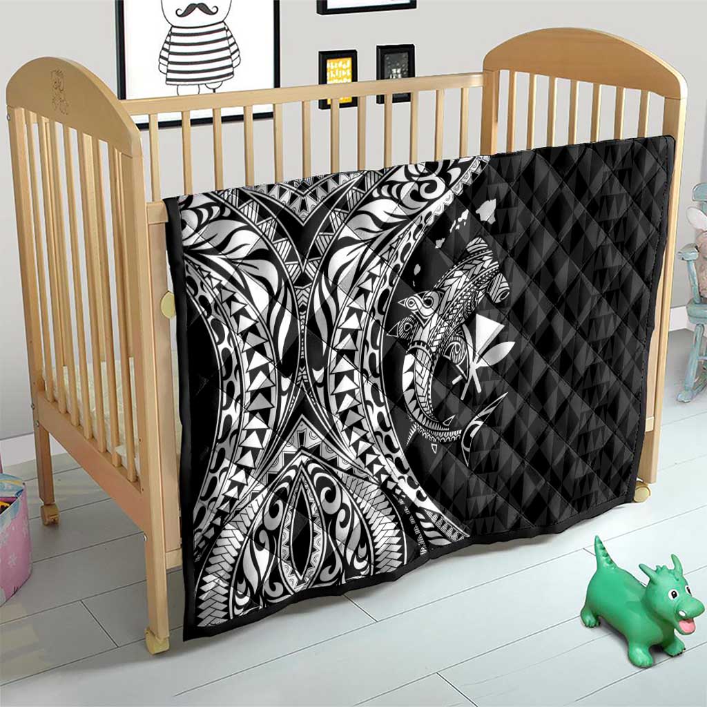 Aloha Hawaii Hammerhead Shark Quilt Black Kakau and Polynesian Tattoo LT03