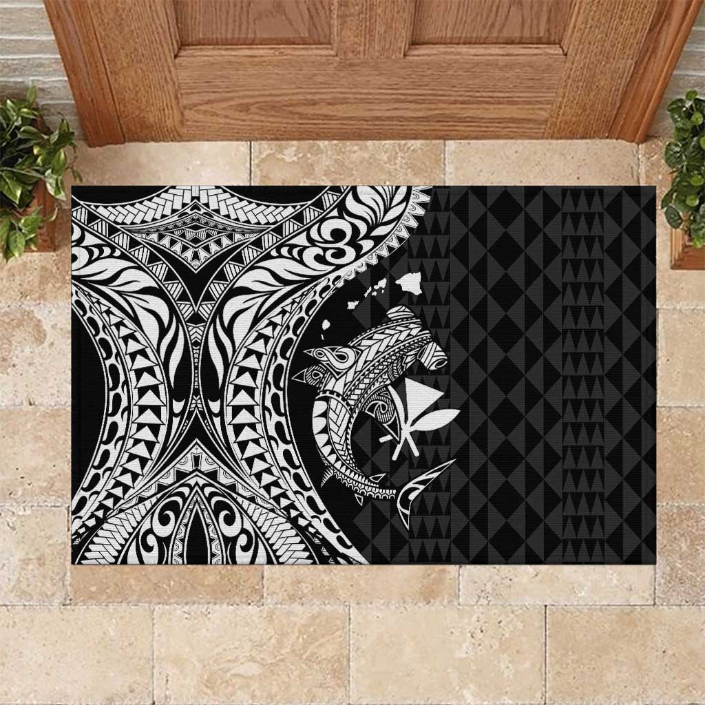 Aloha Hawaii Hammerhead Shark Rubber Doormat Black Kakau and Polynesian Tattoo LT03 Black - Polynesian Pride