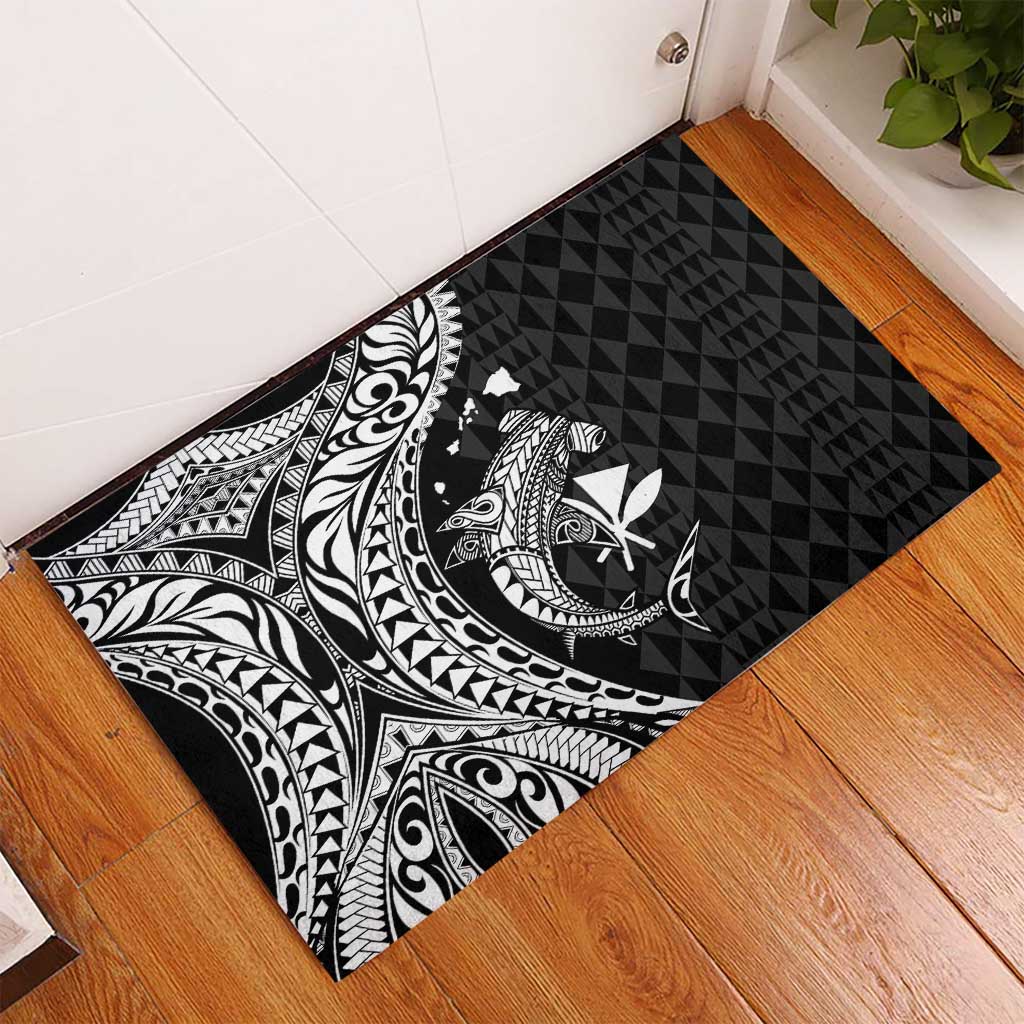 Aloha Hawaii Hammerhead Shark Rubber Doormat Black Kakau and Polynesian Tattoo LT03 - Polynesian Pride
