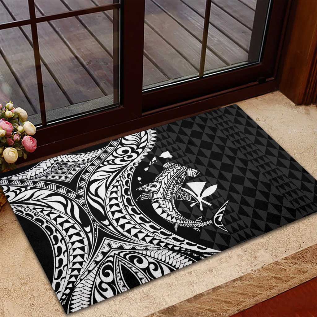 Aloha Hawaii Hammerhead Shark Rubber Doormat Black Kakau and Polynesian Tattoo LT03 - Polynesian Pride