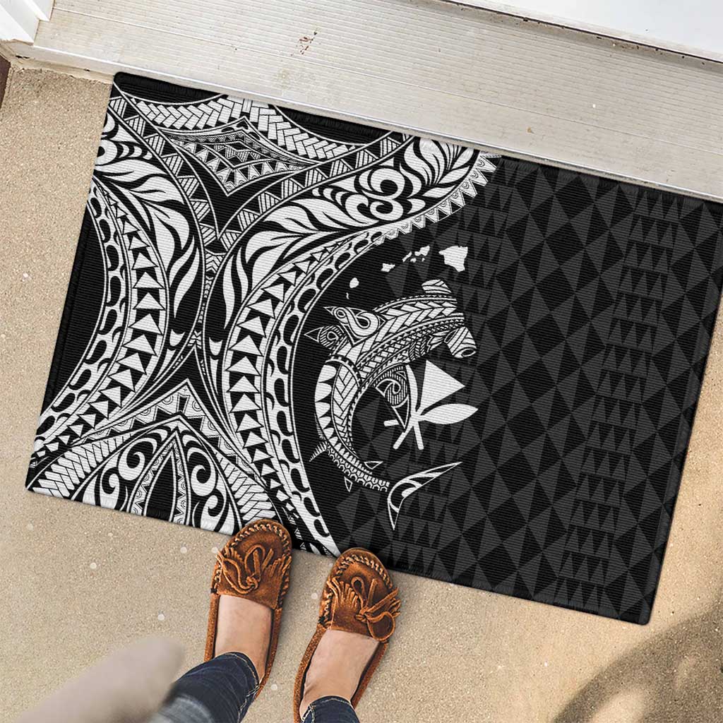 Aloha Hawaii Hammerhead Shark Rubber Doormat Black Kakau and Polynesian Tattoo LT03 - Polynesian Pride