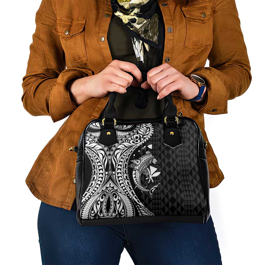 Aloha Hawaii Hammerhead Shark Shoulder Handbag Black Kakau and Polynesian Tattoo LT03
