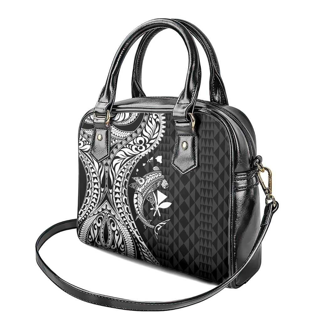 Aloha Hawaii Hammerhead Shark Shoulder Handbag Black Kakau and Polynesian Tattoo LT03