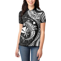 Aloha Hawaii Hammerhead Shark Women Polo Shirt Black Kakau and Polynesian Tattoo LT03