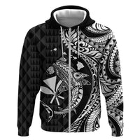 Aloha Hawaii Hammerhead Shark Zip Hoodie Black Kakau and Polynesian Tattoo LT03