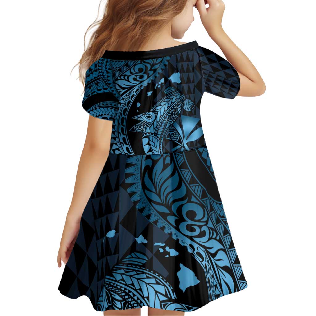 Aloha Hawaii Hammerhead Shark Family Matching Tank Maxi Dress and Hawaiian Shirt Blue Kakau and Polynesian Tattoo LT03