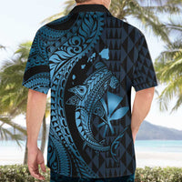 Aloha Hawaii Hammerhead Shark Hawaiian Shirt Blue Kakau and Polynesian Tattoo LT03