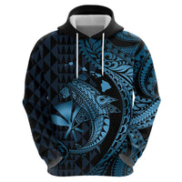 Aloha Hawaii Hammerhead Shark Hoodie Blue Kakau and Polynesian Tattoo LT03