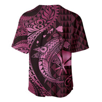 Aloha Hawaii Hammerhead Shark Baseball Jersey Pink Kakau and Polynesian Tattoo LT03 - Polynesian Pride