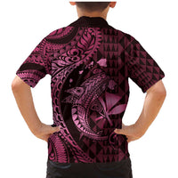 Aloha Hawaii Hammerhead Shark Family Matching Mermaid Dress and Hawaiian Shirt Pink Kakau and Polynesian Tattoo LT03
