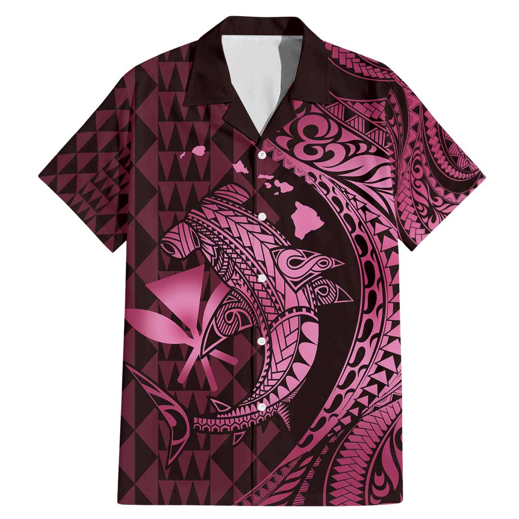 Aloha Hawaii Hammerhead Shark Family Matching Mermaid Dress and Hawaiian Shirt Pink Kakau and Polynesian Tattoo LT03