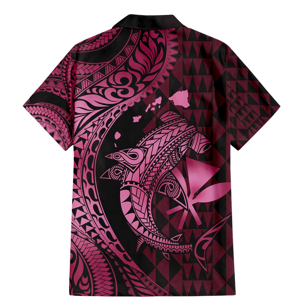 Aloha Hawaii Hammerhead Shark Family Matching Mermaid Dress and Hawaiian Shirt Pink Kakau and Polynesian Tattoo LT03