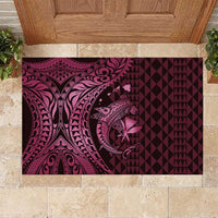 Aloha Hawaii Hammerhead Shark Rubber Doormat Pink Kakau and Polynesian Tattoo LT03