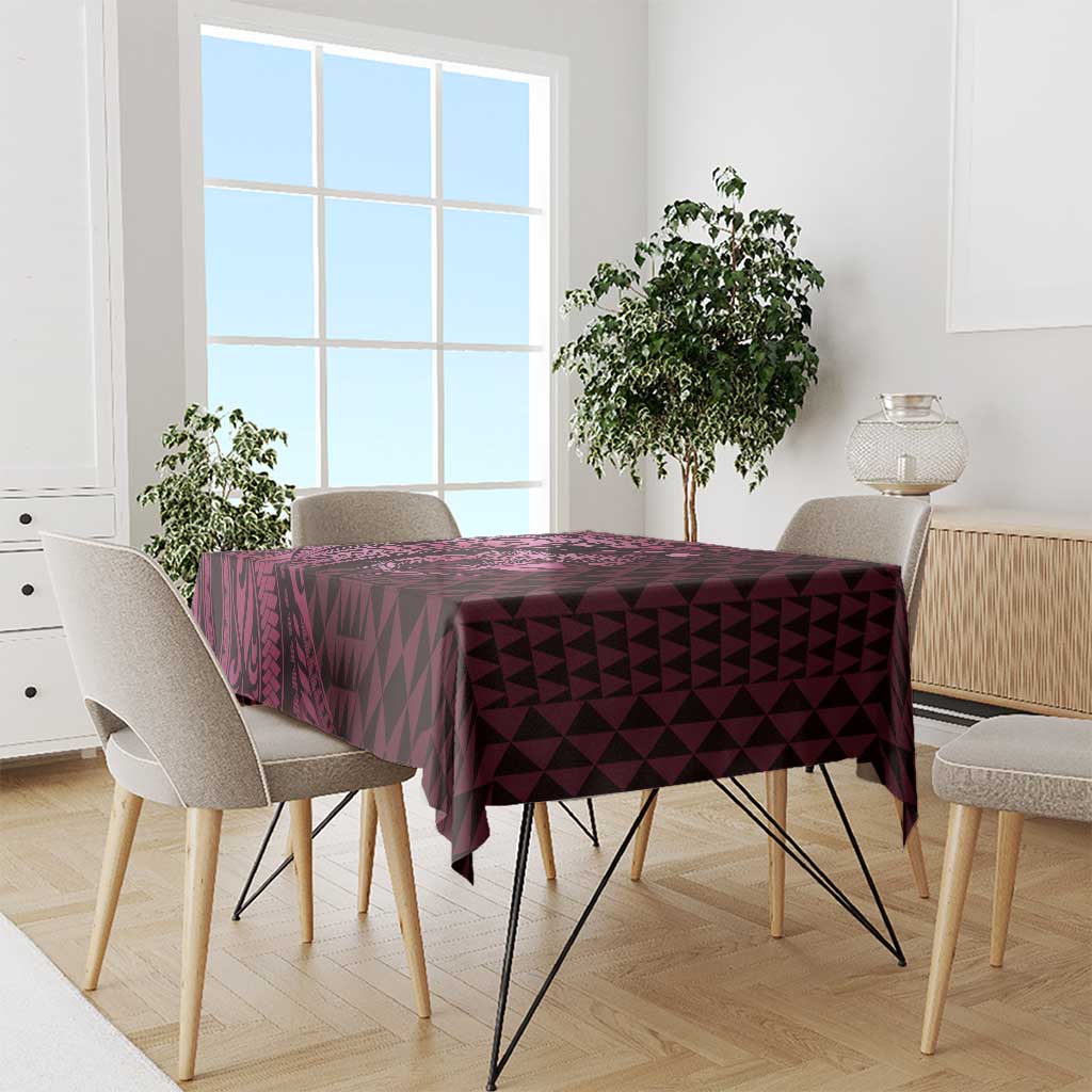 Aloha Hawaii Hammerhead Shark Tablecloth Pink Kakau and Polynesian Tattoo LT03