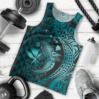 Aloha Hawaii Hammerhead Shark Men Tank Top Turquoise Kakau and Polynesian Tattoo LT03