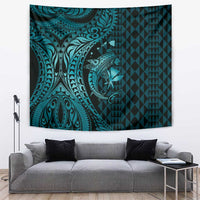 Aloha Hawaii Hammerhead Shark Tapestry Turquoise Kakau and Polynesian Tattoo LT03 Turquoise - Polynesian Pride