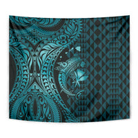 Aloha Hawaii Hammerhead Shark Tapestry Turquoise Kakau and Polynesian Tattoo LT03 - Polynesian Pride