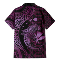 Aloha Hawaii Hammerhead Shark Family Matching Mermaid Dress and Hawaiian Shirt Purple Kakau and Polynesian Tattoo LT03