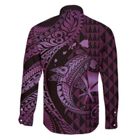 Aloha Hawaii Hammerhead Shark Family Matching Tank Maxi Dress and Hawaiian Shirt Purple Kakau and Polynesian Tattoo LT03