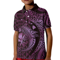 Aloha Hawaii Hammerhead Shark Kid Polo Shirt Purple Kakau and Polynesian Tattoo LT03 Kid Purple - Polynesian Pride