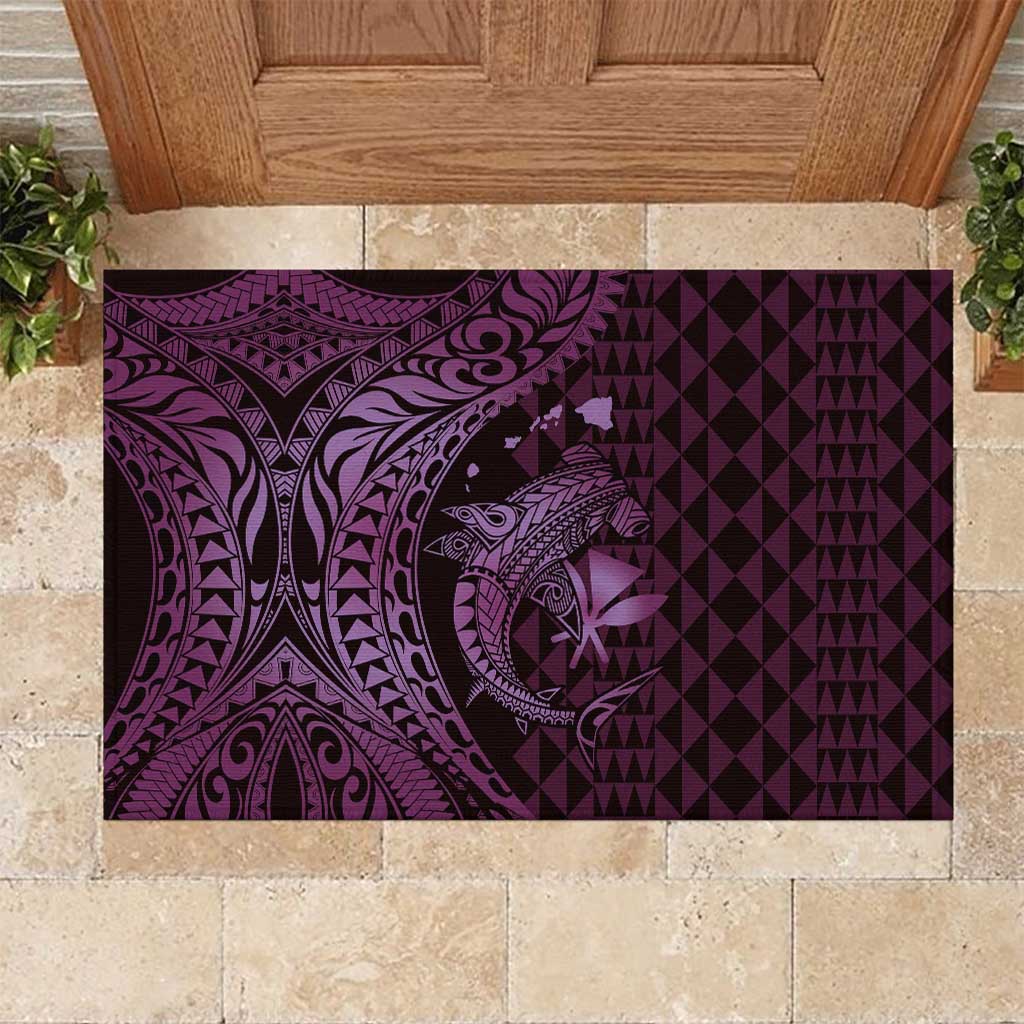 Aloha Hawaii Hammerhead Shark Rubber Doormat Purple Kakau and Polynesian Tattoo LT03 Purple - Polynesian Pride