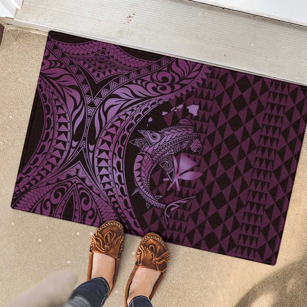 Aloha Hawaii Hammerhead Shark Rubber Doormat Purple Kakau and Polynesian Tattoo LT03 - Polynesian Pride
