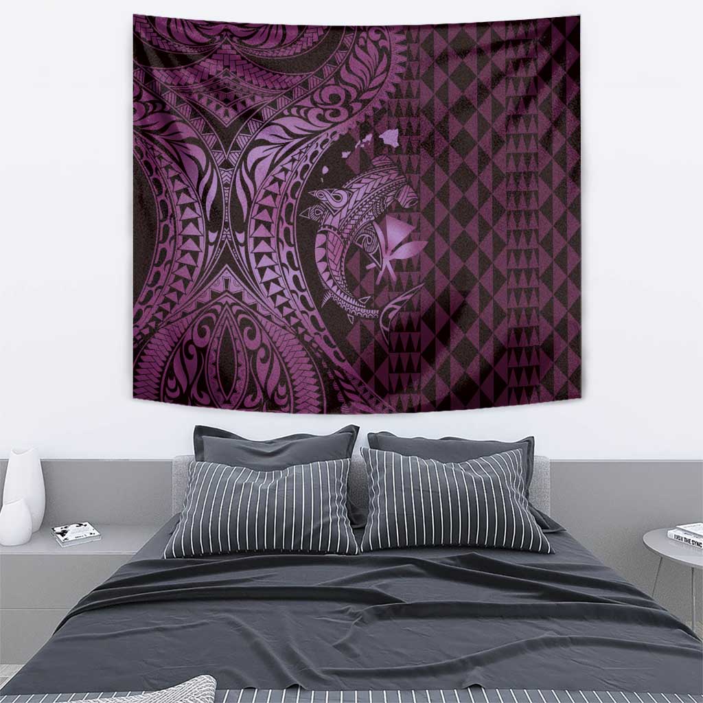 Aloha Hawaii Hammerhead Shark Tapestry Purple Kakau and Polynesian Tattoo LT03 - Polynesian Pride