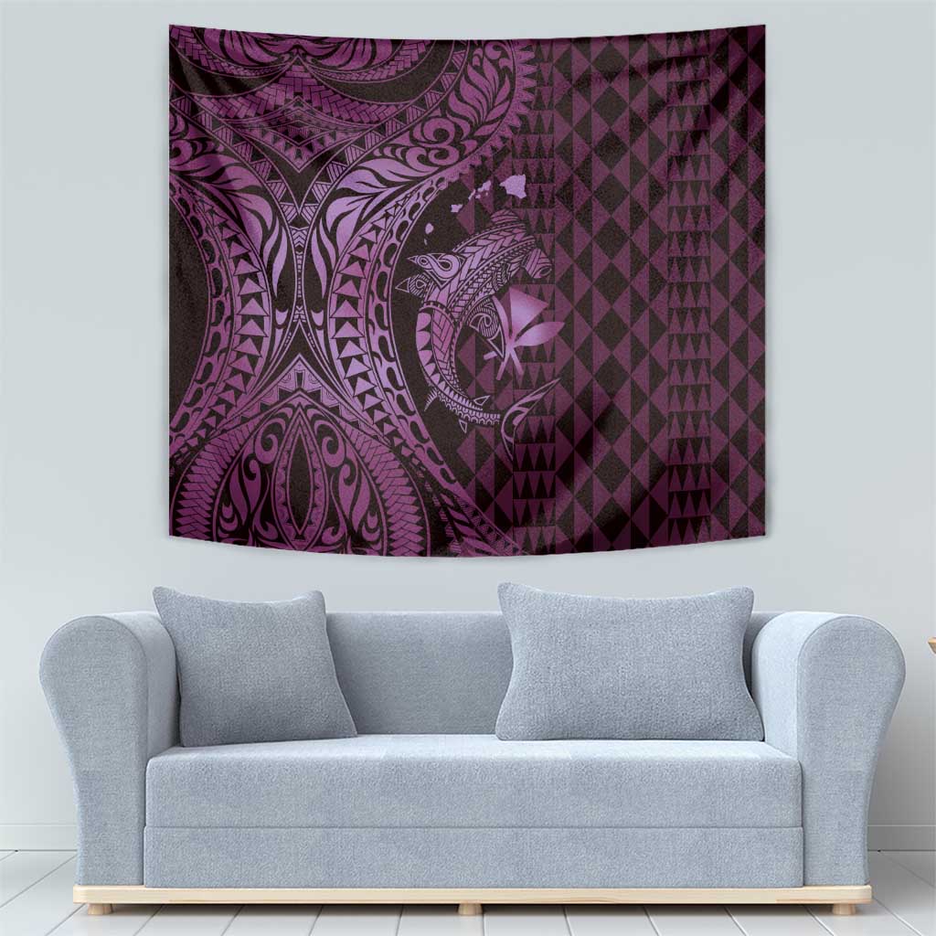 Aloha Hawaii Hammerhead Shark Tapestry Purple Kakau and Polynesian Tattoo LT03 - Polynesian Pride