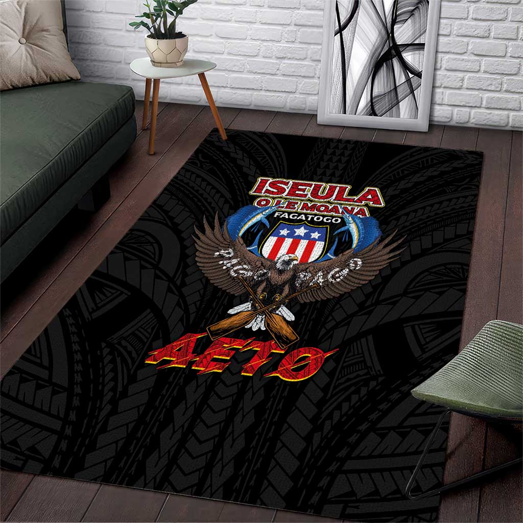 American Samoa Fautasi Area Rug Pago Pago Aeto and Iseula o le Moana of Fagatogo Black Color - Polynesian Pride