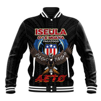 American Samoa Fautasi Baseball Jacket Pago Pago Aeto and Iseula o le Moana of Fagatogo Black Color - Polynesian Pride