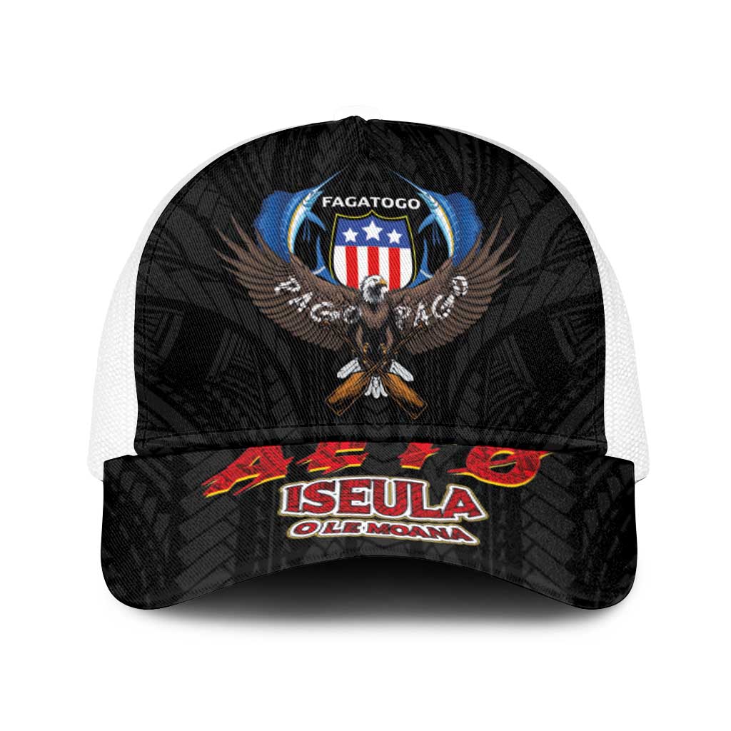 American Samoa Fautasi Baseball Net Cap Pago Pago Aeto and Iseula o le Moana of Fagatogo Black Color - Polynesian Pride