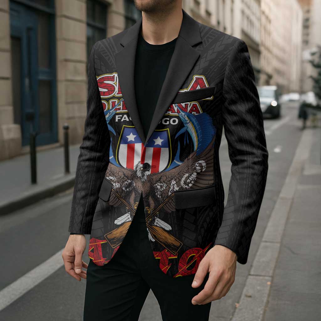 American Samoa Fautasi Blazer Pago Pago Aeto and Iseula o le Moana of Fagatogo Black Color - Polynesian Pride