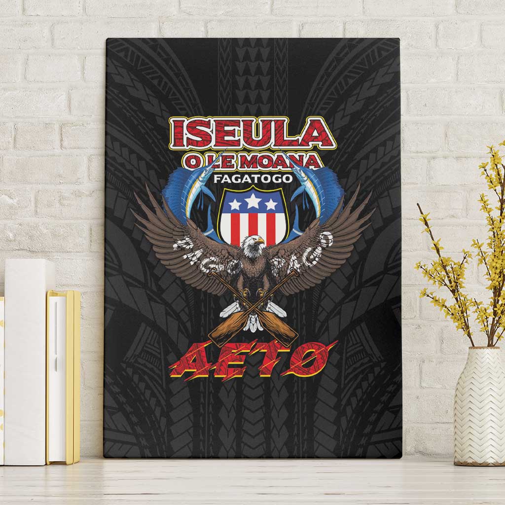 American Samoa Fautasi Canvas Wall Art Pago Pago Aeto and Iseula o le Moana of Fagatogo Black Color - Polynesian Pride