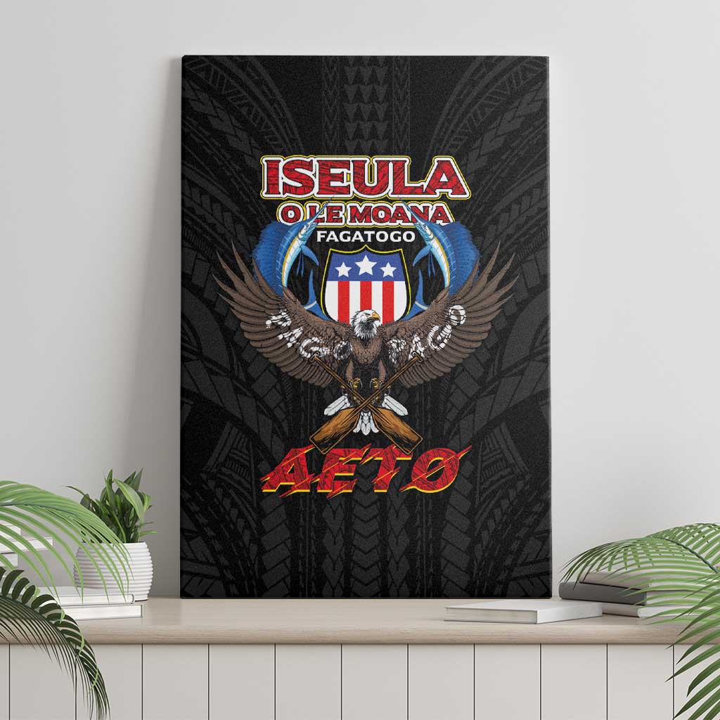 American Samoa Fautasi Canvas Wall Art Pago Pago Aeto and Iseula o le Moana of Fagatogo Black Color - Polynesian Pride