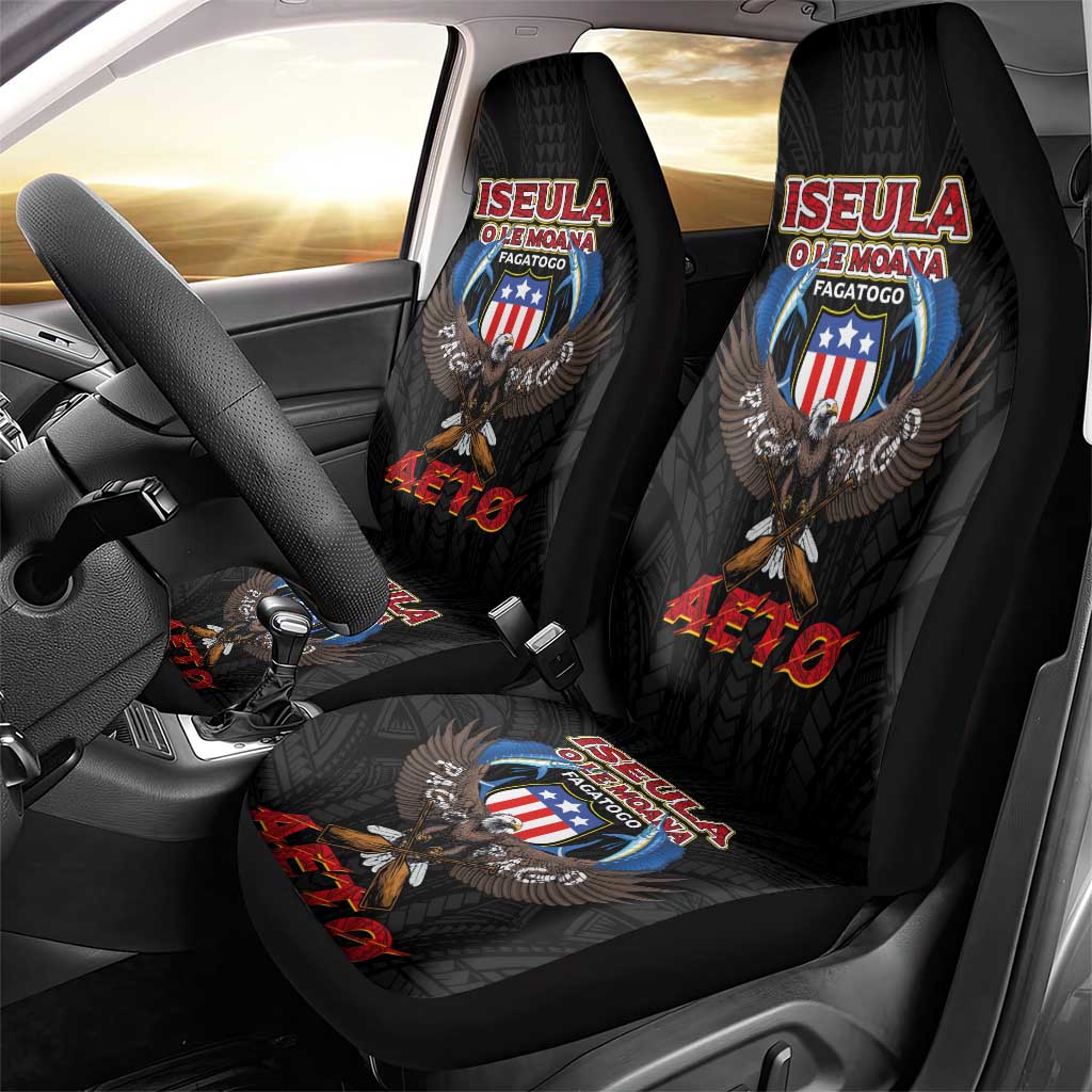 American Samoa Fautasi Car Seat Cover Pago Pago Aeto and Iseula o le Moana of Fagatogo Black Color - Polynesian Pride
