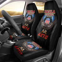 American Samoa Fautasi Car Seat Cover Pago Pago Aeto and Iseula o le Moana of Fagatogo Black Color - Polynesian Pride