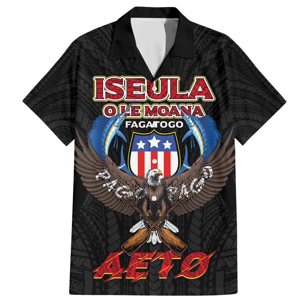 American Samoa Fautasi Hawaiian Shirt Pago Pago Aeto and Iseula o le Moana of Fagatogo Black Color - Polynesian Pride