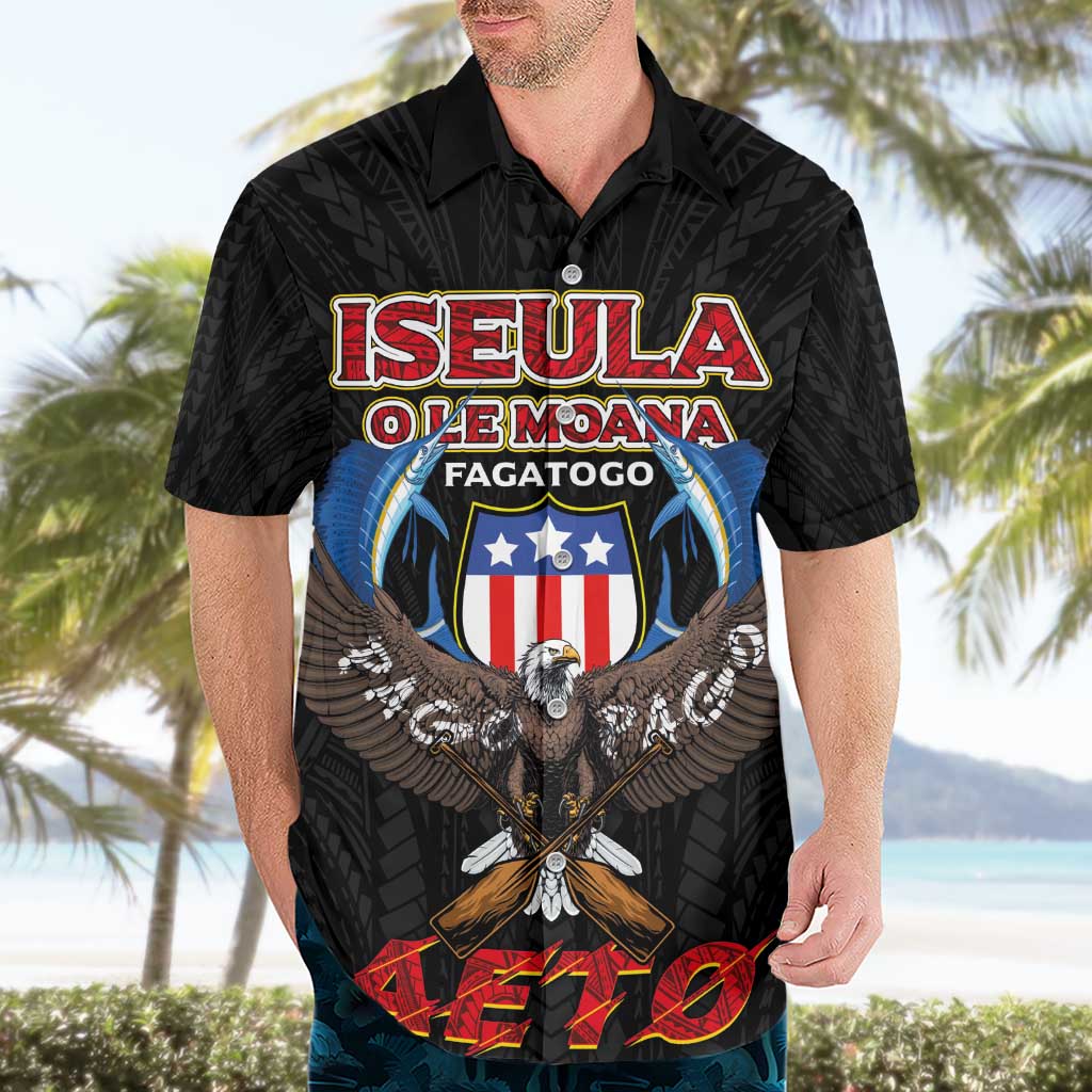 American Samoa Fautasi Hawaiian Shirt Pago Pago Aeto and Iseula o le Moana of Fagatogo Black Color - Polynesian Pride
