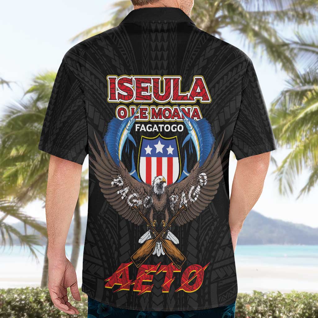 American Samoa Fautasi Hawaiian Shirt Pago Pago Aeto and Iseula o le Moana of Fagatogo Black Color - Polynesian Pride