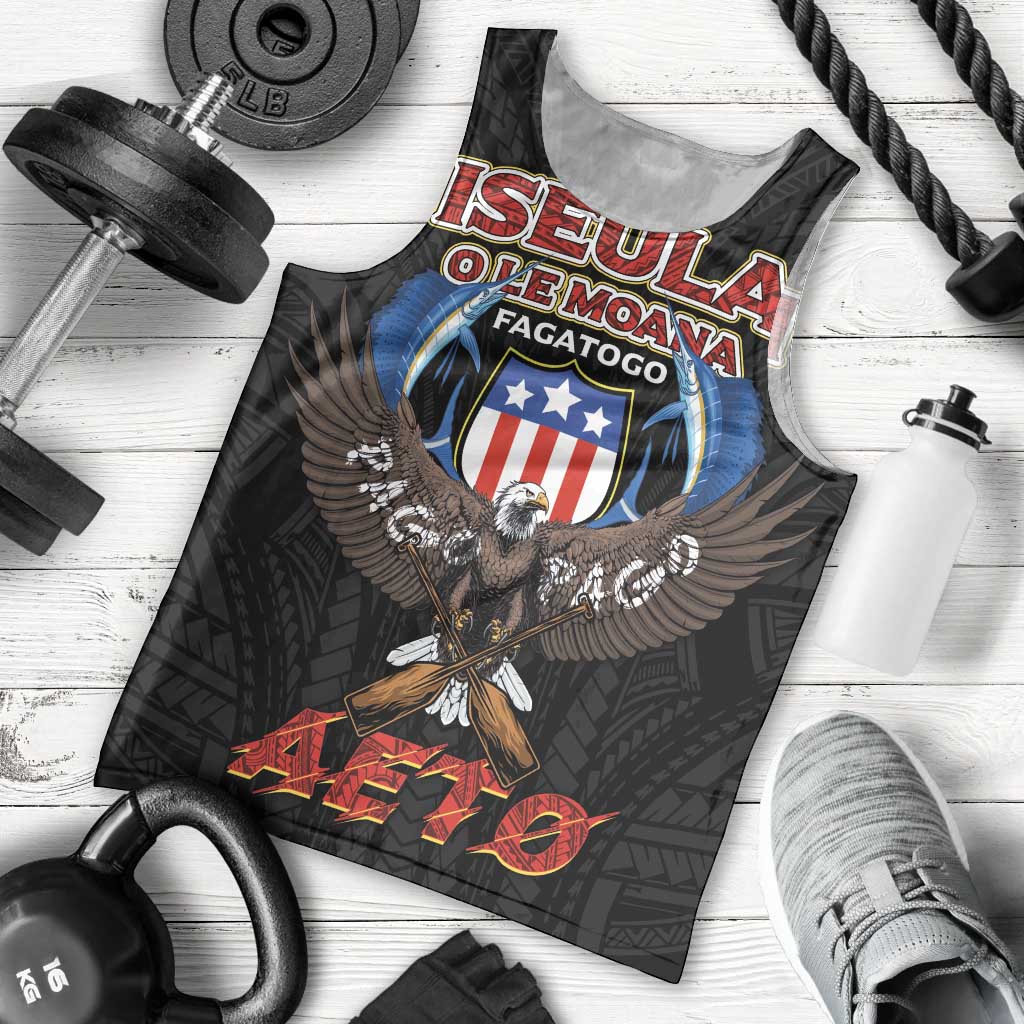 American Samoa Fautasi Men Tank Top Pago Pago Aeto and Iseula o le Moana of Fagatogo Black Color - Polynesian Pride