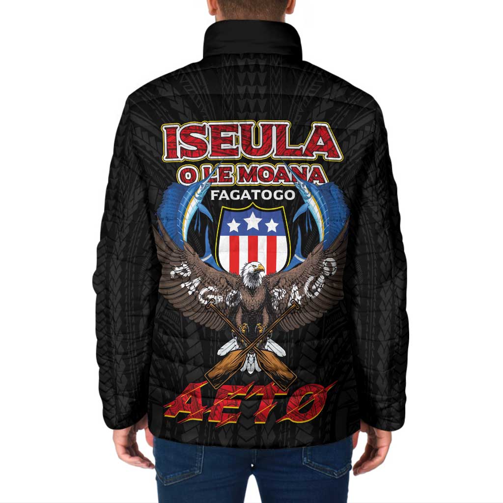 American Samoa Fautasi Padded Jacket Pago Pago Aeto and Iseula o le Moana of Fagatogo Black Color - Polynesian Pride