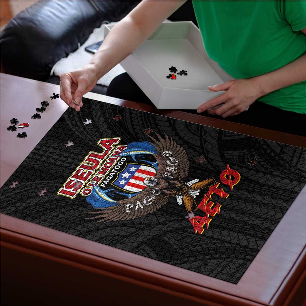 American Samoa Fautasi Puzzle Pago Pago Aeto and Iseula o le Moana of Fagatogo Black Color - Polynesian Pride