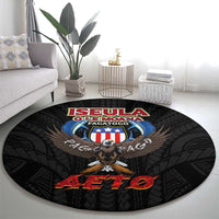 American Samoa Fautasi Round Carpet Pago Pago Aeto and Iseula o le Moana of Fagatogo Black Color - Polynesian Pride