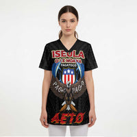 American Samoa Fautasi Scrub Top Pago Pago Aeto and Iseula o le Moana of Fagatogo Black Color - Polynesian Pride