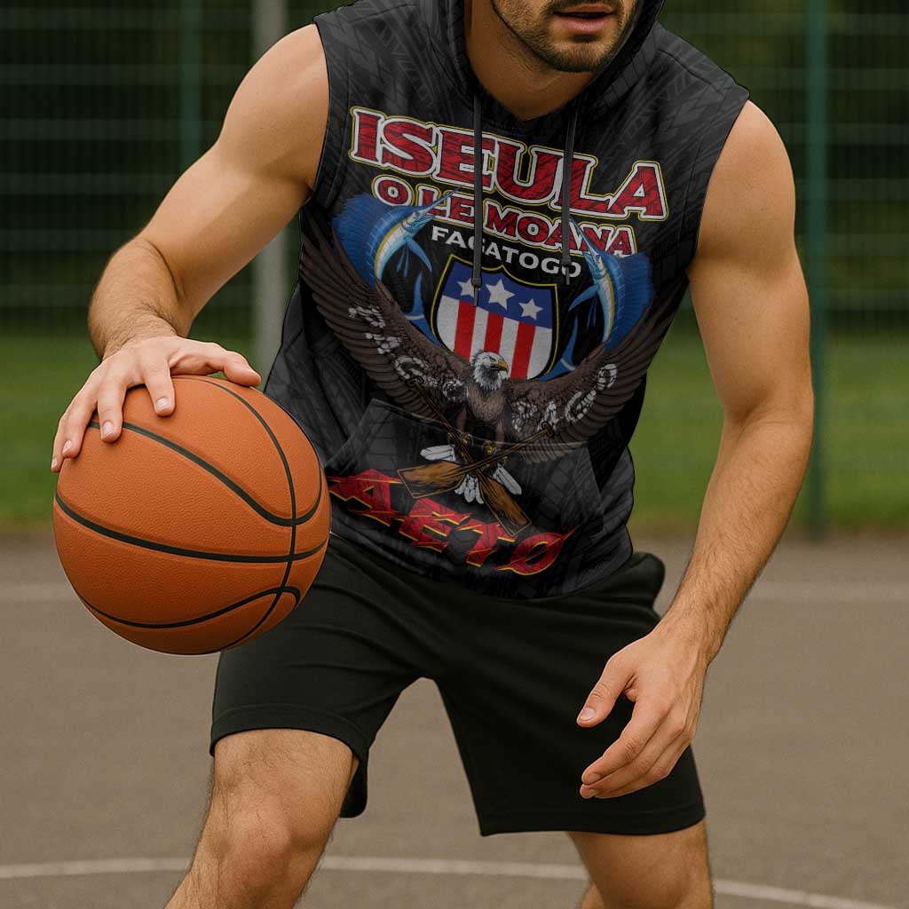 American Samoa Fautasi Sleeveless Hoodie Pago Pago Aeto and Iseula o le Moana of Fagatogo Black Color - Polynesian Pride