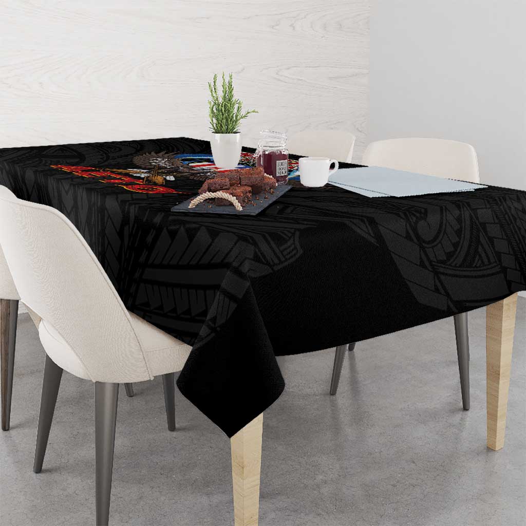 American Samoa Fautasi Tablecloth Pago Pago Aeto and Iseula o le Moana of Fagatogo Black Color - Polynesian Pride