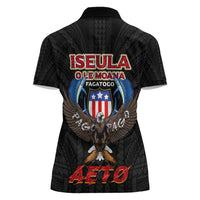 American Samoa Fautasi Women Polo Shirt Pago Pago Aeto and Iseula o le Moana of Fagatogo Black Color - Polynesian Pride