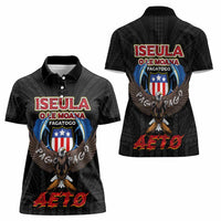 American Samoa Fautasi Women Polo Shirt Pago Pago Aeto and Iseula o le Moana of Fagatogo Black Color - Polynesian Pride